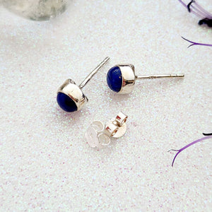 Lapis Lazuli Round Stud Earrings