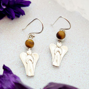 Gold Tiger's Eye Angel Earrings