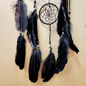 Black Crescent Moon Dream Catcher with Agate Slice