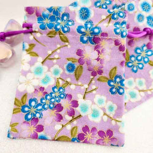 Purple Floral Drawstring Gift Pouch