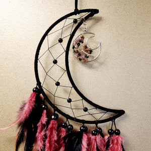 Dusty Rose Moon Dream Catcher w. Tourmaline Chips