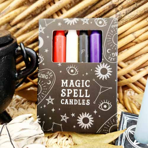 Magic Spell Candles (box of 12 mixed colours approx. 10x1cm per candle)