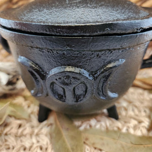 Triple Moon Cast Iron Incense/Resin Cauldron