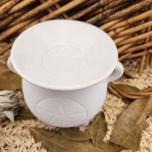 Pentagram Cauldron White Oil Burner 