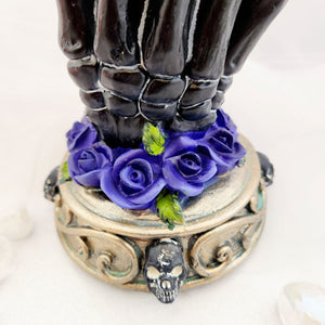 Praying Skeleton Hand with Flowers