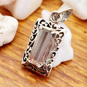 Pink Tourmaline Rectangular Pendant