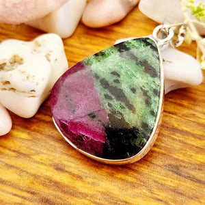 Ruby in Zoisite Tear Drop Pendant