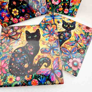 Floral Cat Coasters