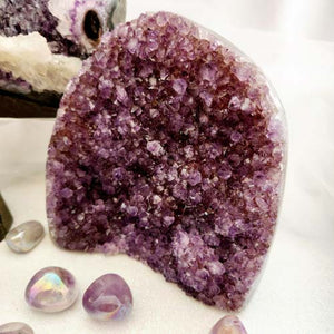 Amethyst Standing Cluster with Polished Edge