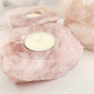 Rose Quartz Partially Polished Candle Holder