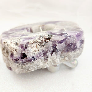 Chevron Amethyst Partial Polished Candle Holder