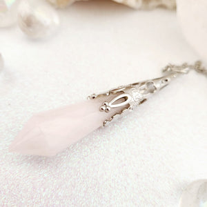 Antique Look Rose Quartz Pendulum