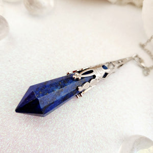 Antique Silver Look Lapis Lazuli Pendulum