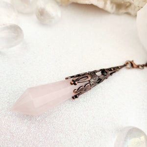 Antique Look Rose Quartz Pendulum