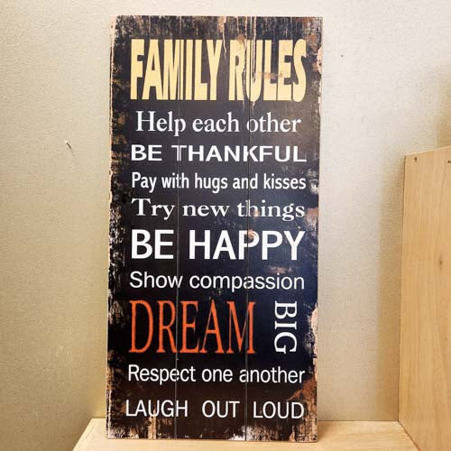 Family Rules Wall Art (approx. 30x60cm)