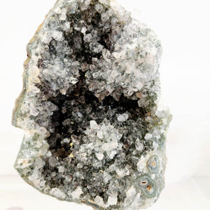 Prasiolite aka Green Amethyst Cluster on Stand