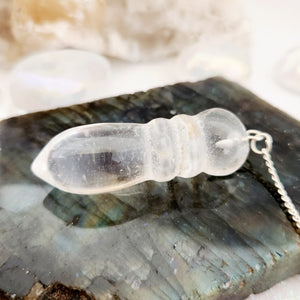 Clear Quartz Carved Pendulum