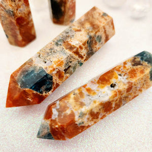 Sunstone w. Blue Apatite Polished Point