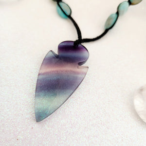 Rainbow Fluorite Arrow Head & Amazonite Wrapped Pendant