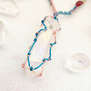 Aura Quartz & Strawberry Quartz Wrapped Pendant