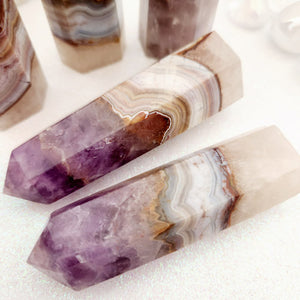 Amethyst & Agate Banded Polished Point