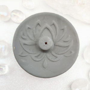 Grey Lotus Terracotta Incense Holder