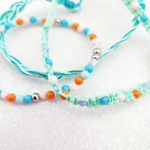 Mint Green Braided Cord & Bead Bracelet