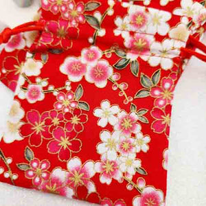 Red Floral Drawstring Gift Pouch