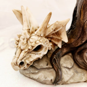 Dragon Skull With Tree Trunk Incense Holder