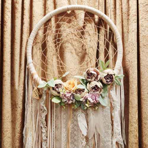 Peach & Lilac Pastel Blooms Dream Ring w. Pink Lace