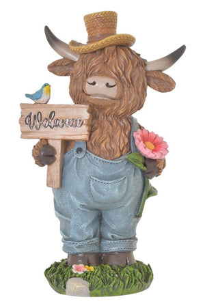 Highland Cow w. Welcome Sign (approx. 22x12cm)