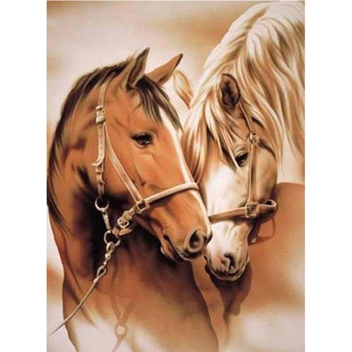 DIY Diamond Art Horses Wall Art Kit (ready to bejewel. approx. 30x20cm)