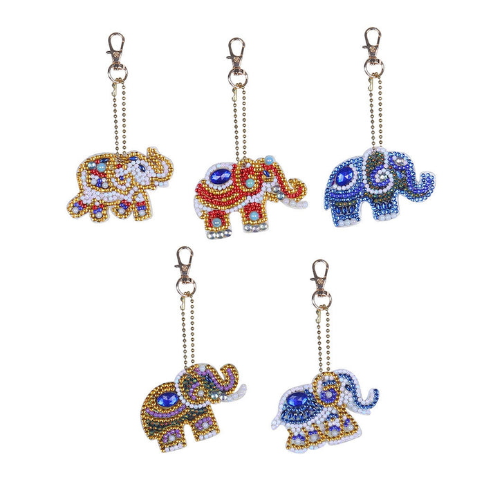 DIY Diamond Art Elephant Keyrings (5 assorted designs. ready to assemble & bejewel)
