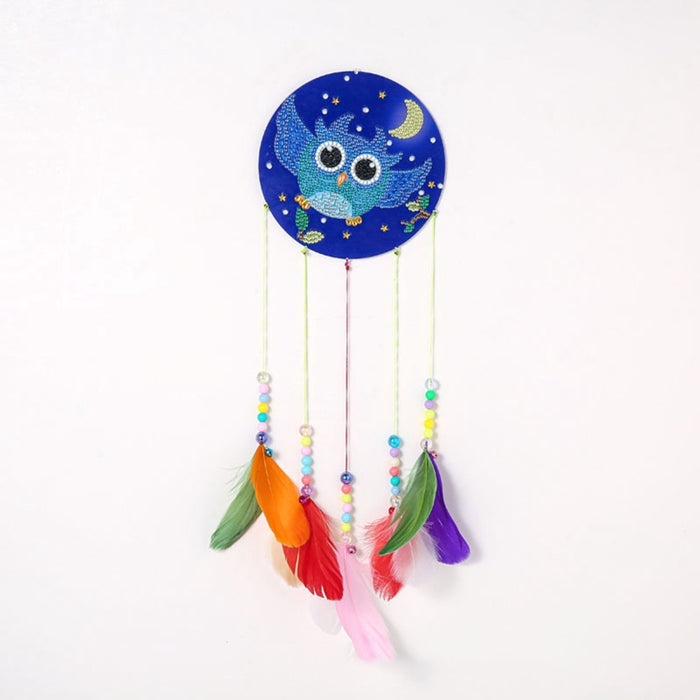 DIY Diamond Art Owl & Feather Hanging Kit (ready to assemble & bejewel)