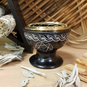 6 Pointed Star Resin Burner | Soapstone | Black