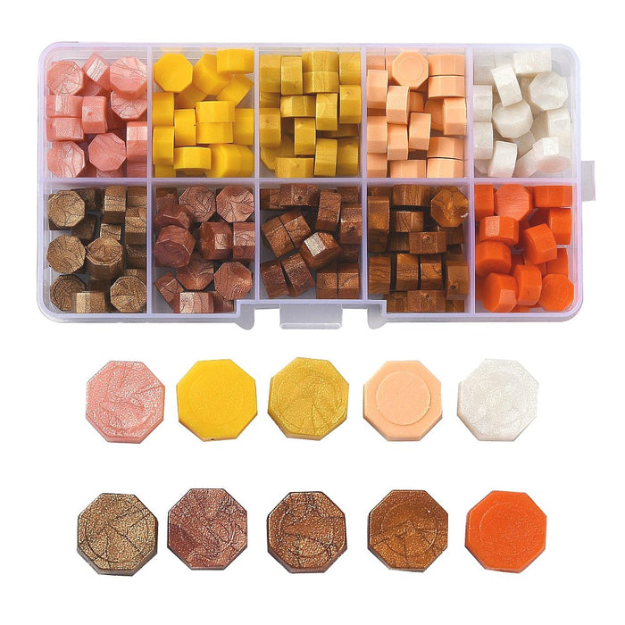 Wax Seal Particles in Re-usable Container (10 colours. approx. 25 pieces per colour)