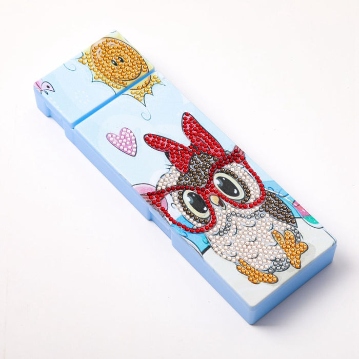 DIY Diamond Art Owl with Bow Pencil Case (ready to bejewel)