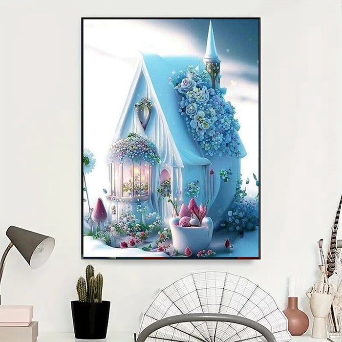 DIY Diamond Art Romantic Cottage Wall Art Kit (ready to bejewel. Approx. 40x30cm)