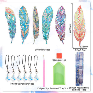 DIY Diamond Art Feather Bookmark Set