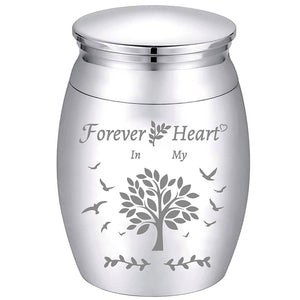 Forever in My Heart Tree of Life Tiny Keepsake Memorial Urn (metal alloy. approx. 4x3cm)