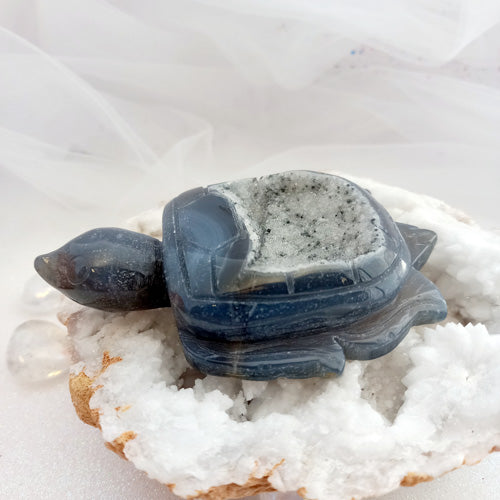 Agate Druzy Turtle (approx. 10.5x8x2.2cm)