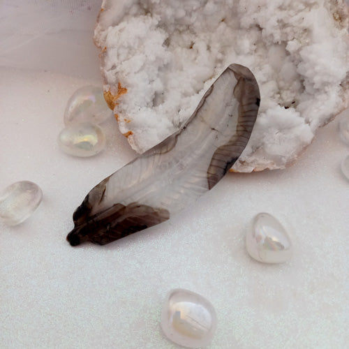 Agate Feather (approx. 12.5x3.5cm)