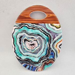 Agate Inspired Trivet | Ceramic & Wood | Cork Backed