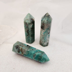 Amazonite Point | Smoky Quartz & Tourmaline Inclusions | Calm & Balance | Assorted