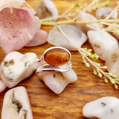 Amber Oval Ring (assorted. sterling silver)