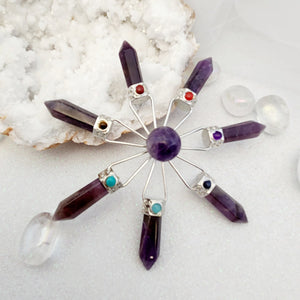 Amethyst crystal generator with central point and seven smaller surrounding points.