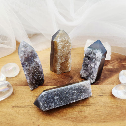 Amethyst/Agate Druzy Point (assorted. 4.8-5.4x1.8-2cm)