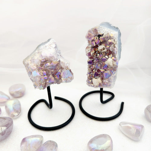 Amethyst Aura Cluster on Stand (assorted. approx. 8.3-9.7x5.3cm)