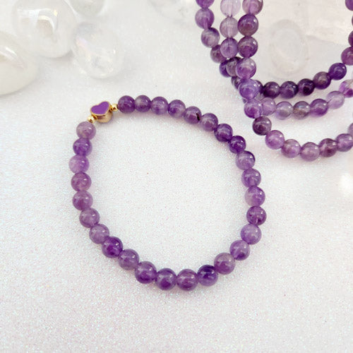 Amethyst Bracelet w. Heart Bead