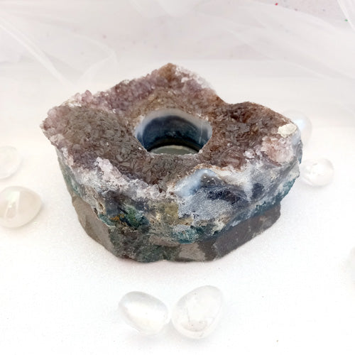 Amethyst Cluster Candle Holder (approx. 13.5x11x5.5cm)